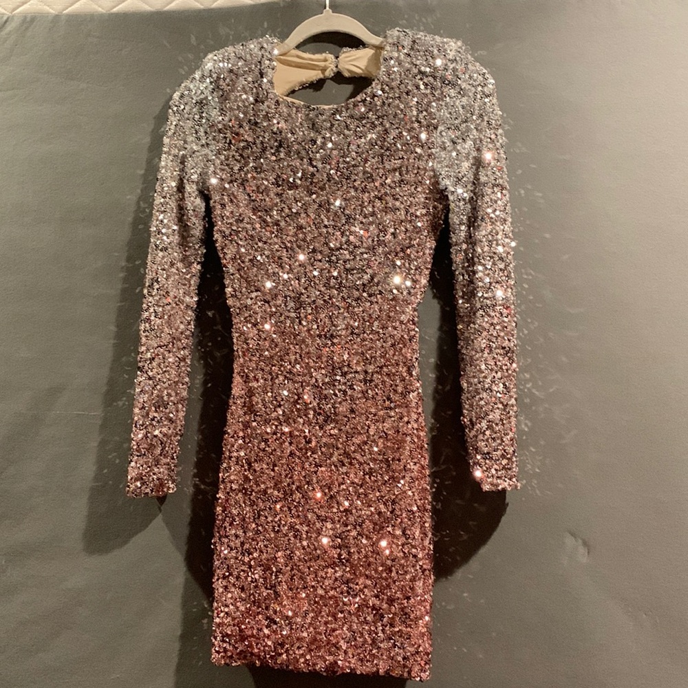 Hello Molly Silver/Pink Ombré Sequin dress